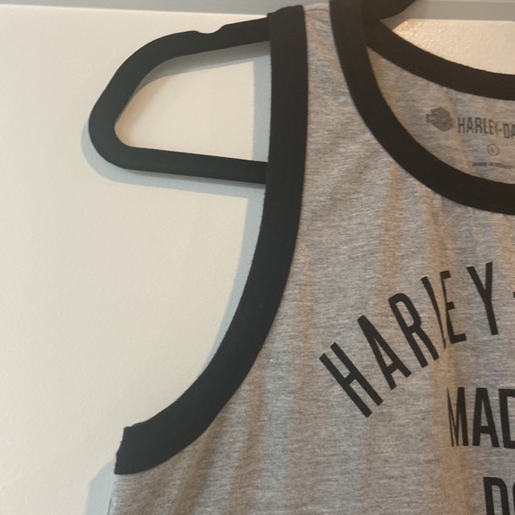 Harley Davidson Large gray and black tank top EUC Harley Davidson made me do it - Picture 5 of 11